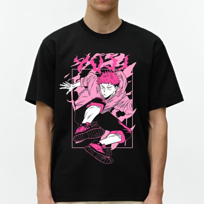 Yuji Itadori Pink Panel Graphic T-Shirt & Sweatshirt Jujutsu Kaisen Anime & Manga Gifts Sweatshirt, Hoodie, Comfort Colors
