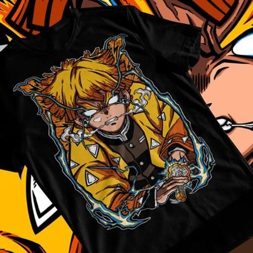 Zenitsu Demon Slayer Anime T-shirt Unisex Shirt Agatsuma Thunder T-Shirt- Unisex Anime T-Shirt, Anime Manga Unisex T-Shirt Menswear Top