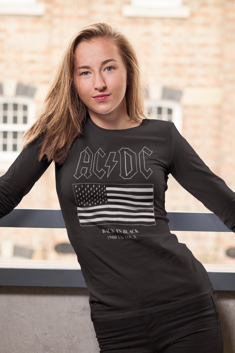 AC/DC - US Tour Flag Long Sleeve Boyfriend Tee