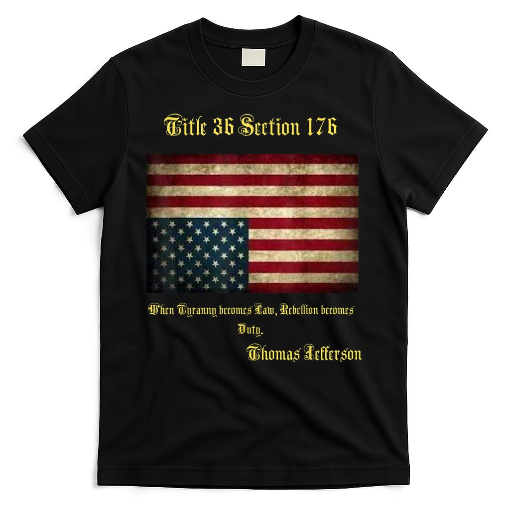 American Flag Distress Upside Down Thomas Jefferson Patriot T-Shirt
