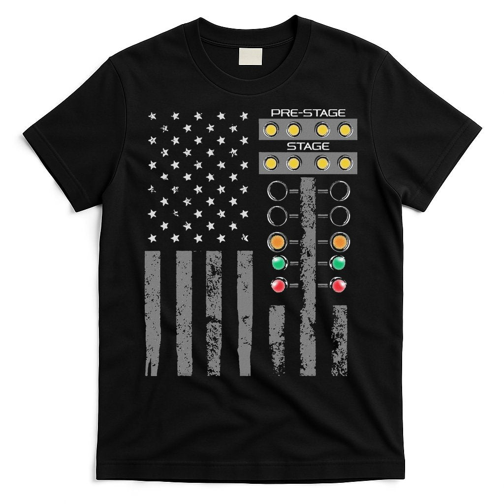 American Flag Drag Racing Strip Tree Light For Dragster T-Shirt