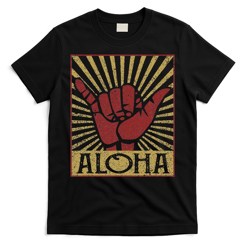 Aloha Hawaiian Hawaii Vintage Distressed Shaka Sign T-Shirt