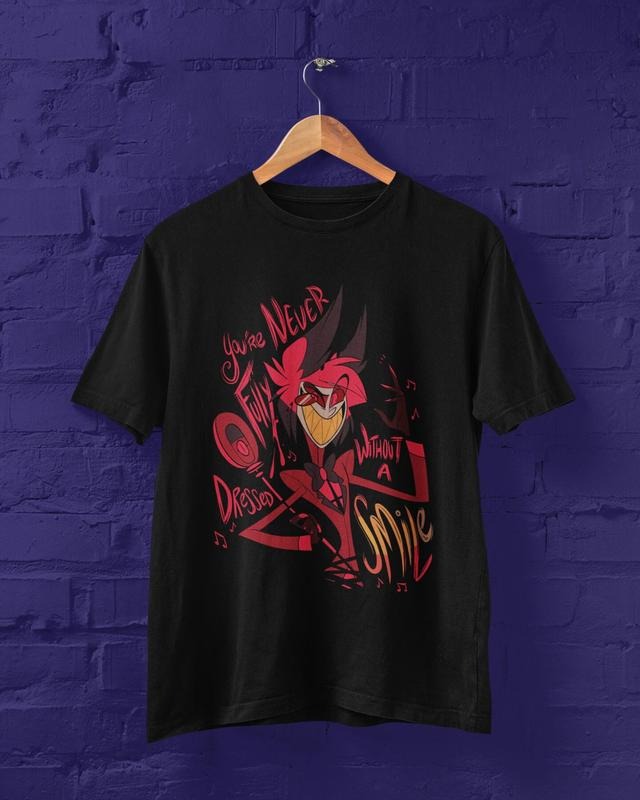 alastor smile shirt, alastor sweatshirt, alastor smile, charlie, vaggie, angel dust, husk, anime womenswear shirt