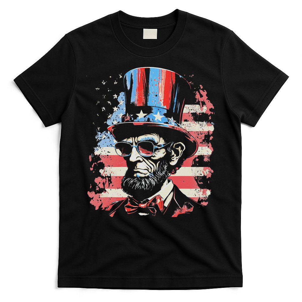 Abraham Lincoln Funny 4th of July American Flag USA America T-Shirt