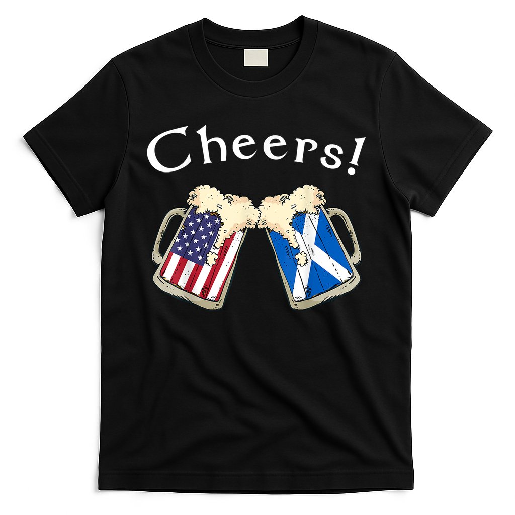 American Scottish Patriot US Flag Beer Drinks Scotland Grown T-Shirt