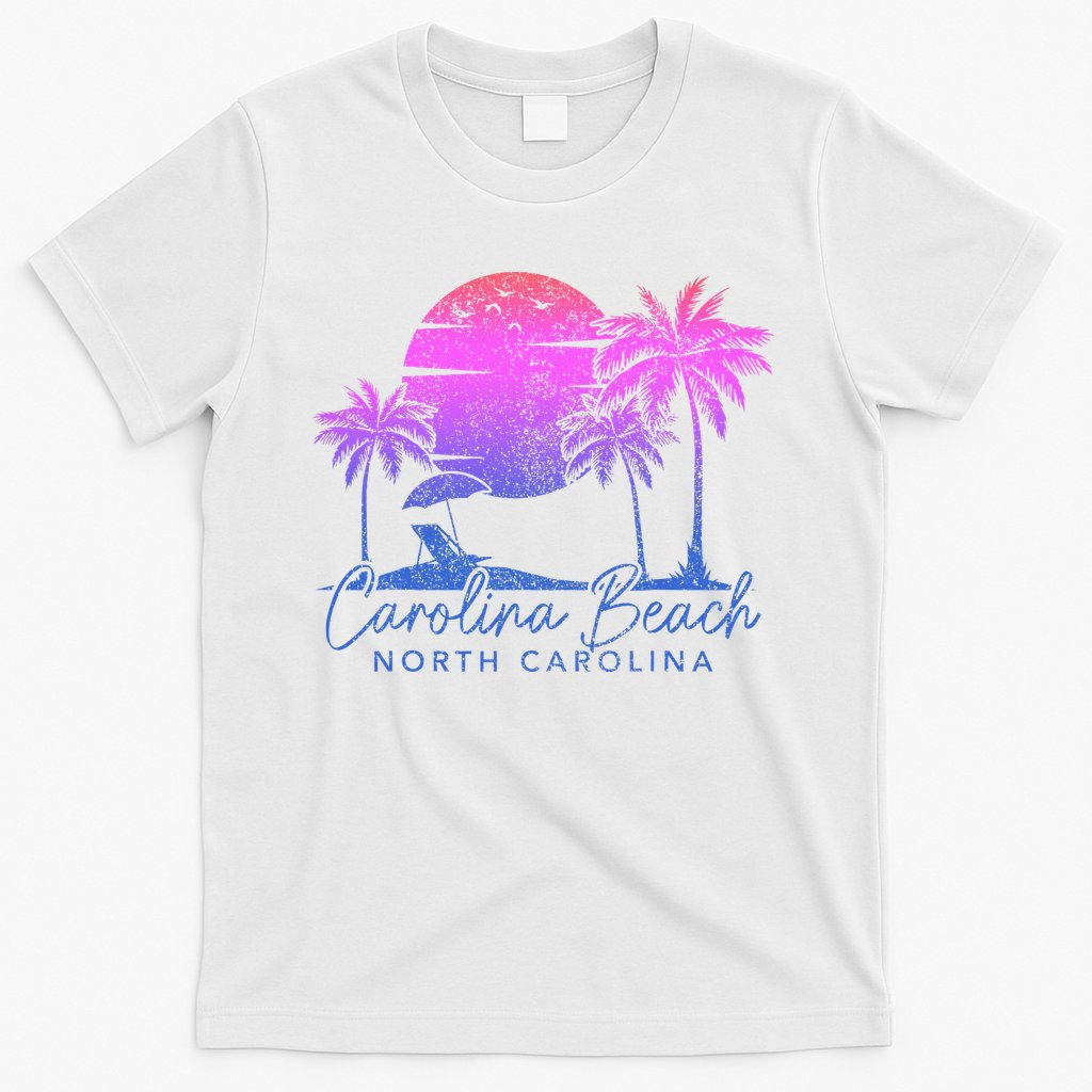 Carolina Beach North Carolina Vintage Sunset Surfer Retro T-Shirt