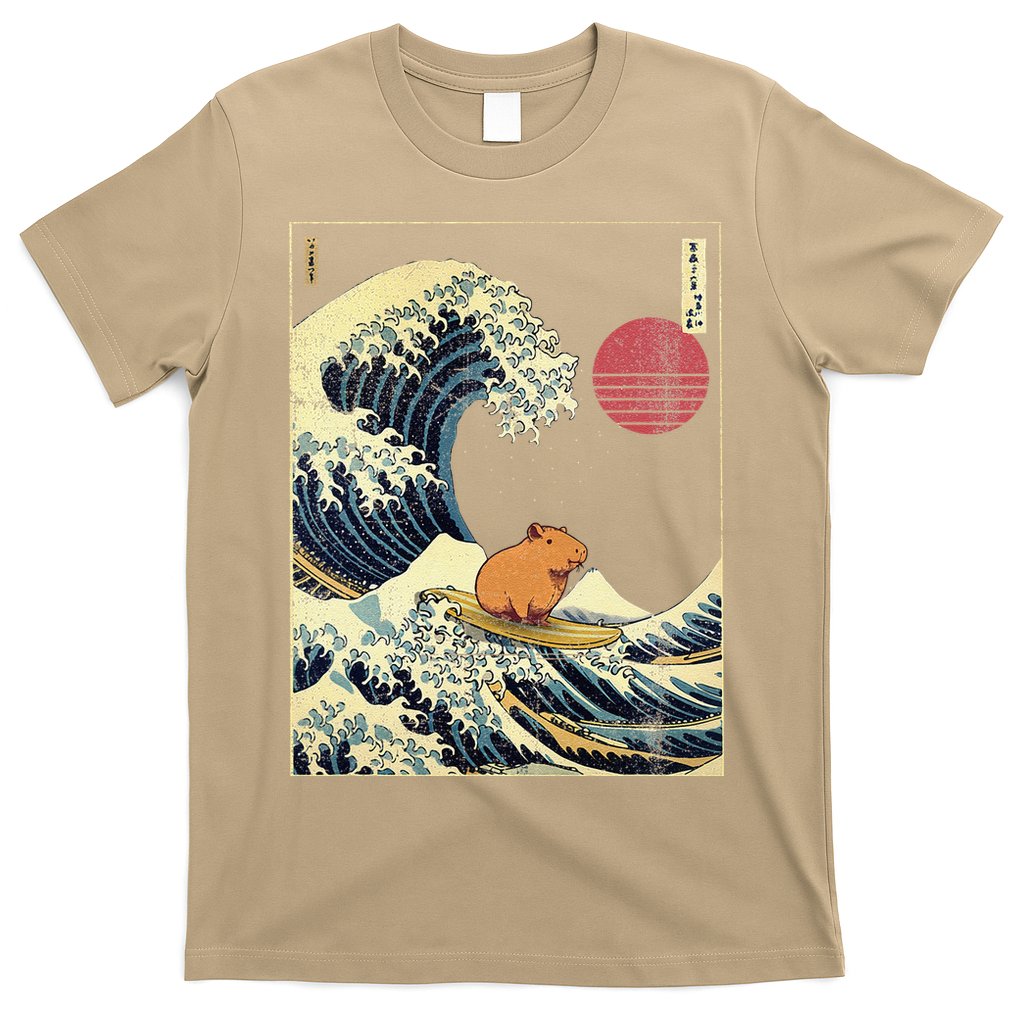 Capybara Japanese Kanagawa Wave Funny Surf Animal T-Shirt