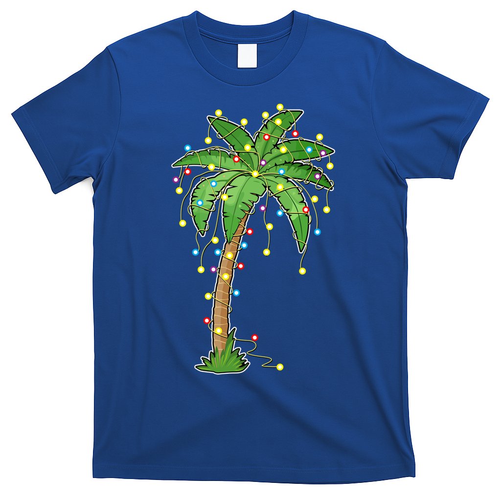 Christmas Lights Palm Tree Beach Funny Tropical Xmas Gift T-Shirt