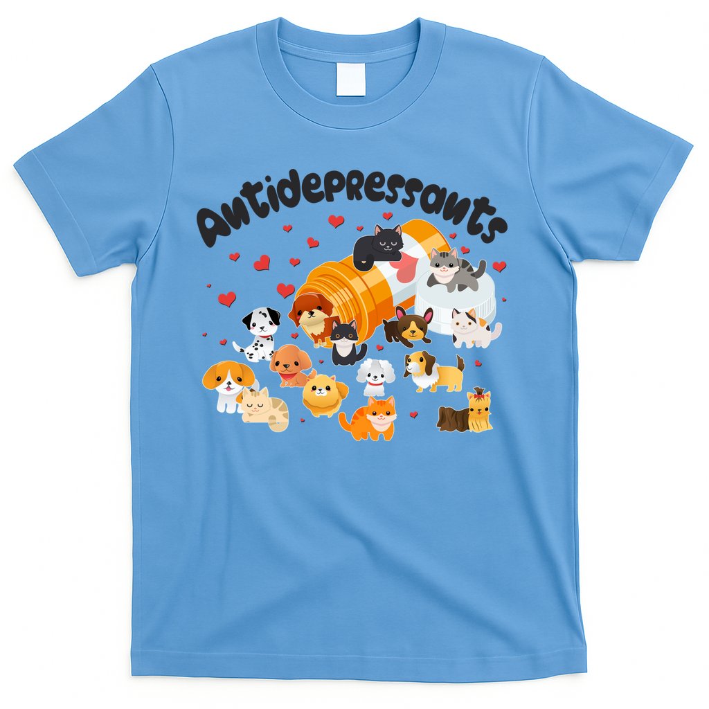 Funny Cute Antidepressants Pets Puppies And Kittens T-Shirt