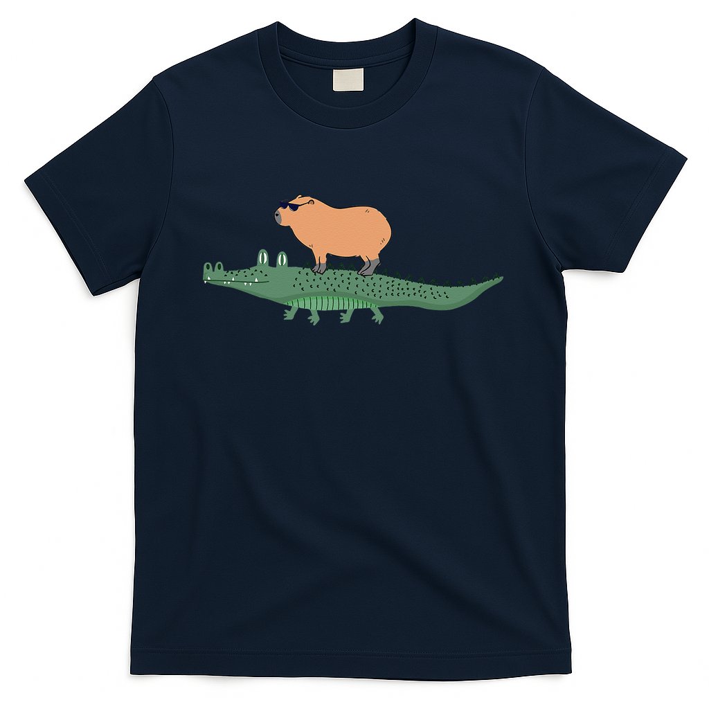 Funny Capybara Riding On A Crocodile T-Shirt