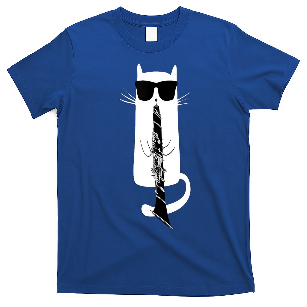 Funny Cat Wearing Sunglasses Playing Clarinet T-Shirt
