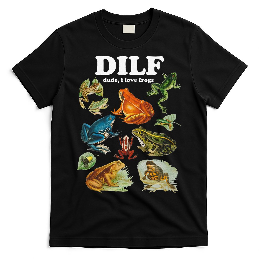 Funny DILF Damn I Love Frogs Cottagecore Aesthetic T-Shirt