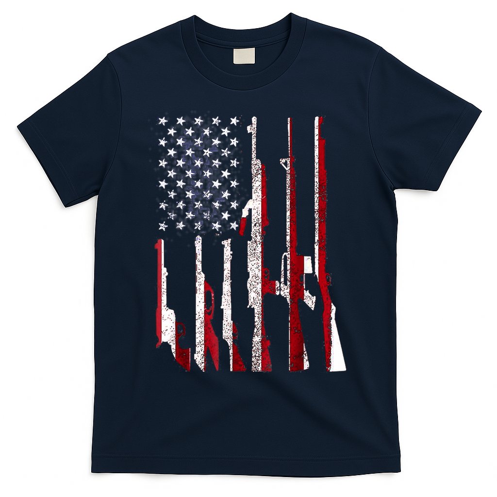 Funny Gun 4th Of July American USA Pride Flag T-Shirt