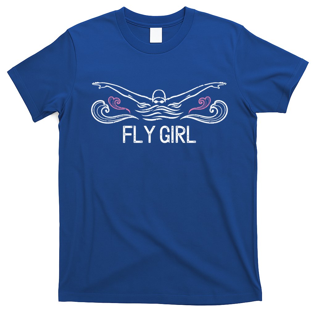 Fly Girl Gift Butterfly Swimming Funny Swim Team Gift T-Shirt