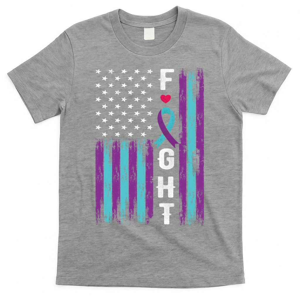 Fight Ribbon American Flag Suicide Prevention Awareness T-Shirt