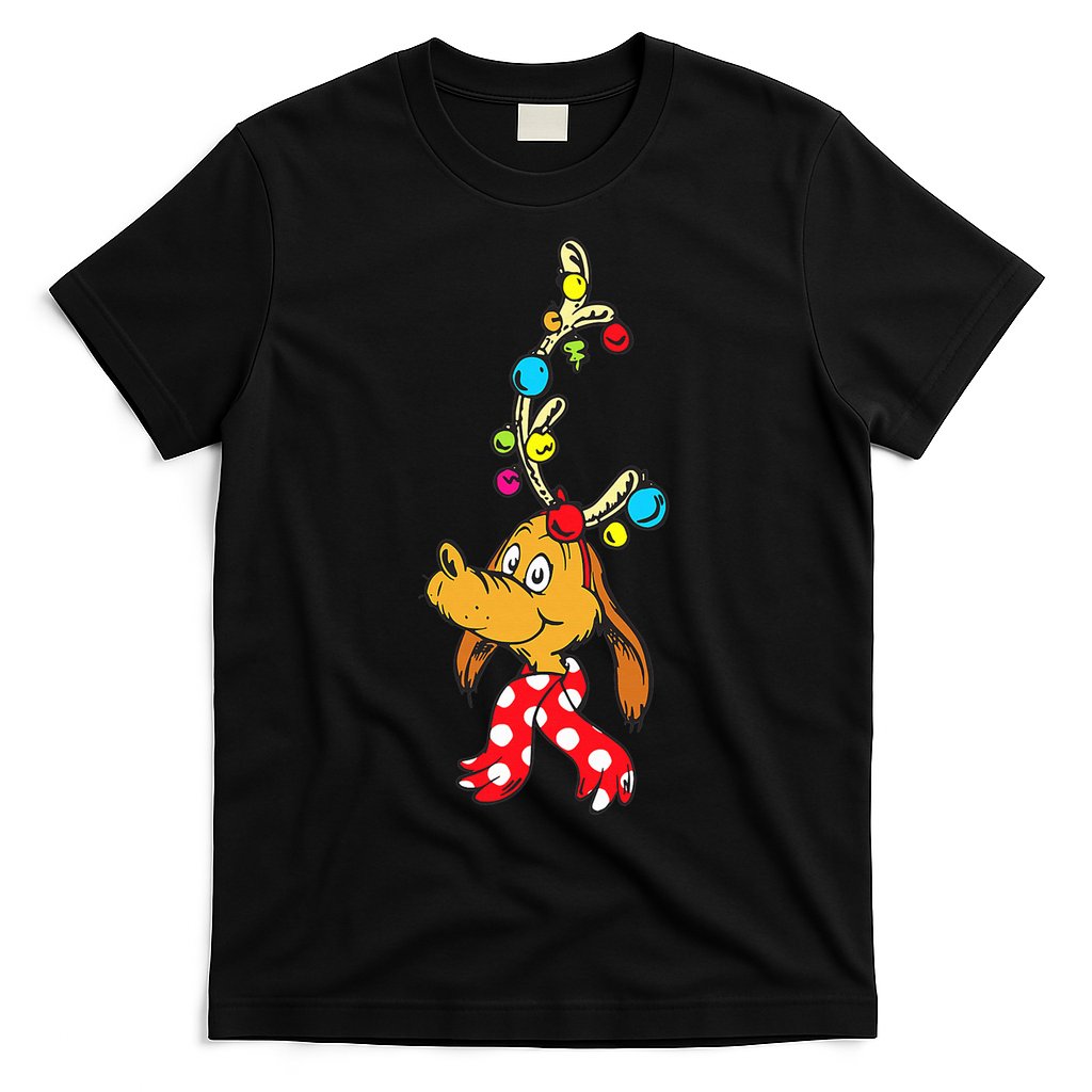 Funny Reindeer Max Dog Christmas T-Shirt