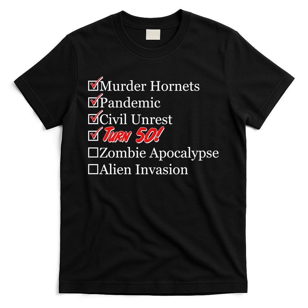 Funny Birthday In Quarantine Checklist 50th Birthday T-Shirt
