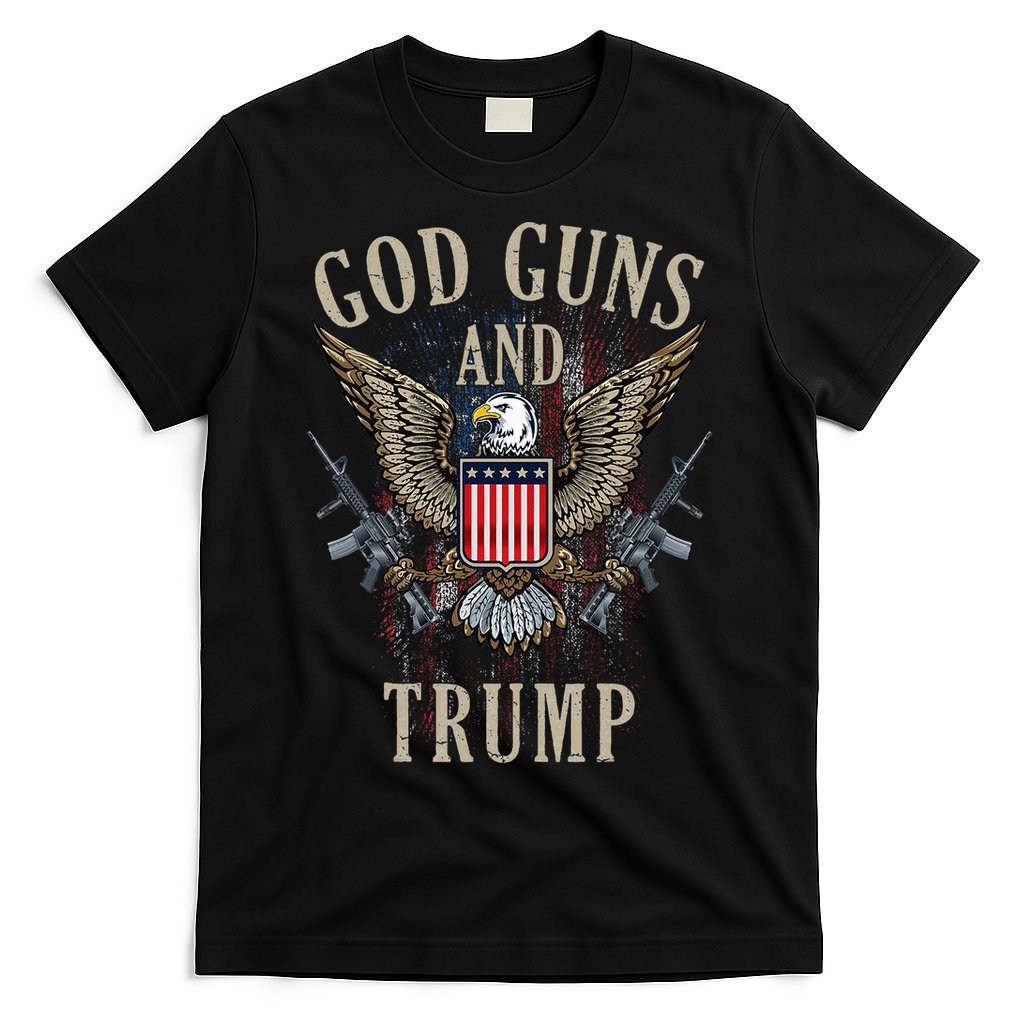 God Guns And Trump 2nd Amendment Flag Ar15 American Flag T-Shirt