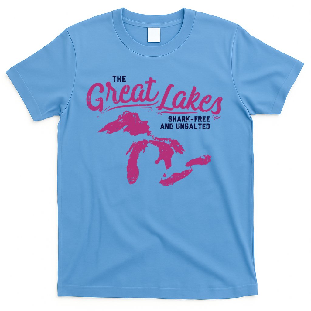 Great Lakes Shark Free And Unsalted Summer Vacation Funny Gift T-Shirt