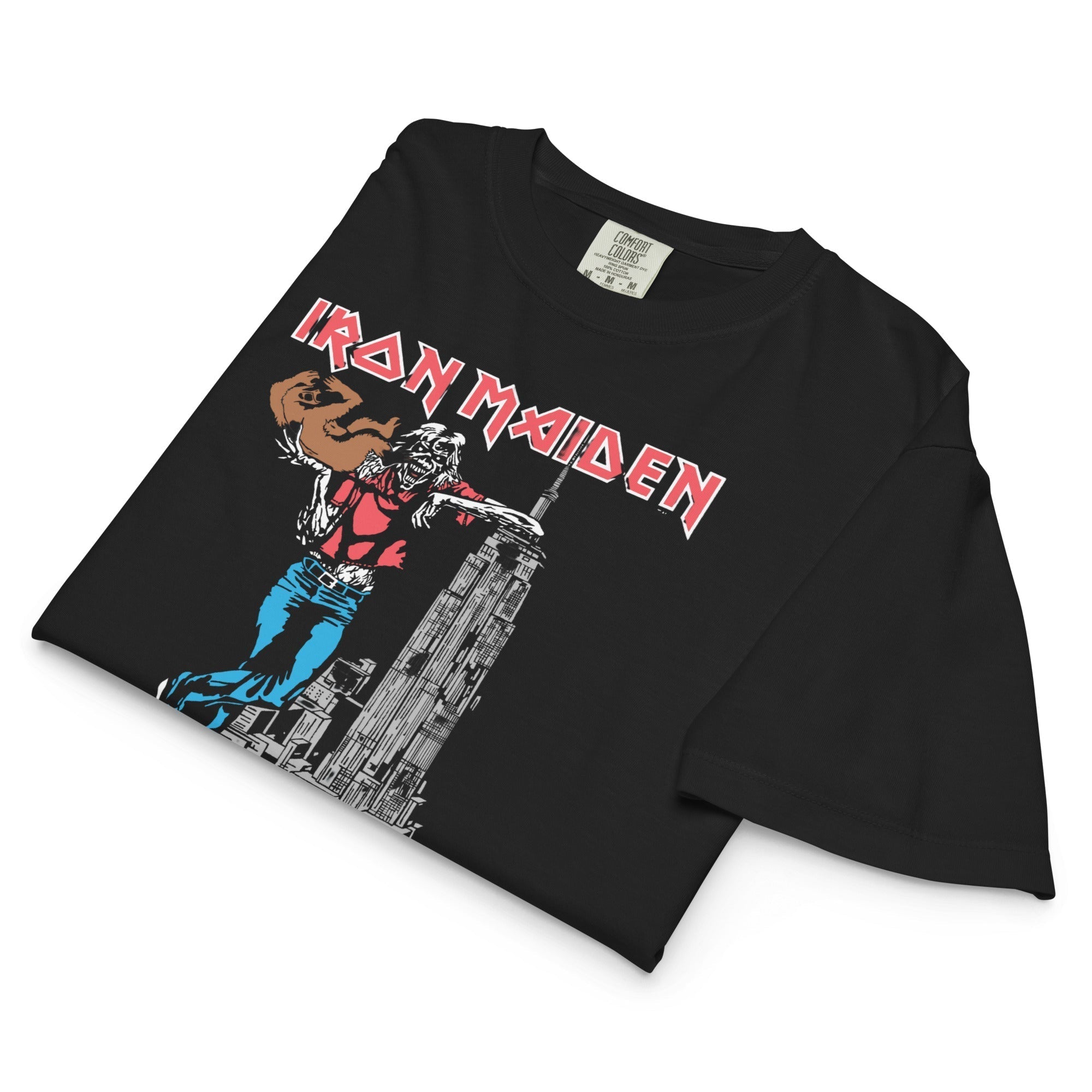 Iron Maiden NYC 1982 Vintage Tour Mineral Wash Womens Crop Tee