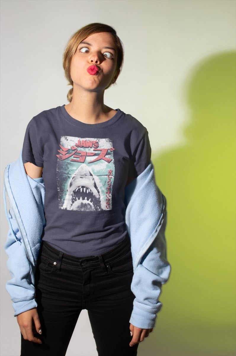 Jaws Worn Japanese Poster Womens T-Shirt