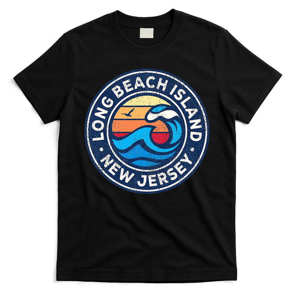 Long Beach Island New Jersey Nj Vintage Nautical Waves Desig T-Shirt