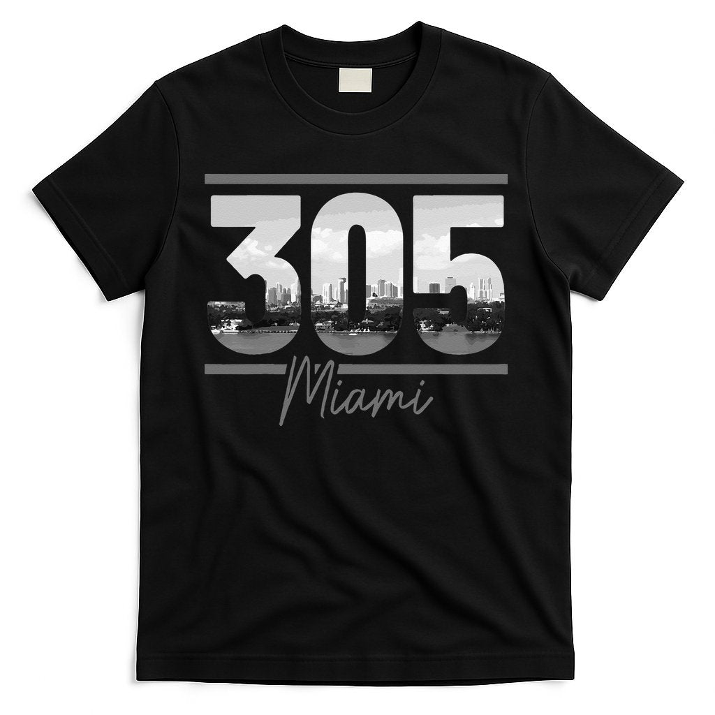 Miami 305 Area Code Skyline Florida Vintage T-Shirt