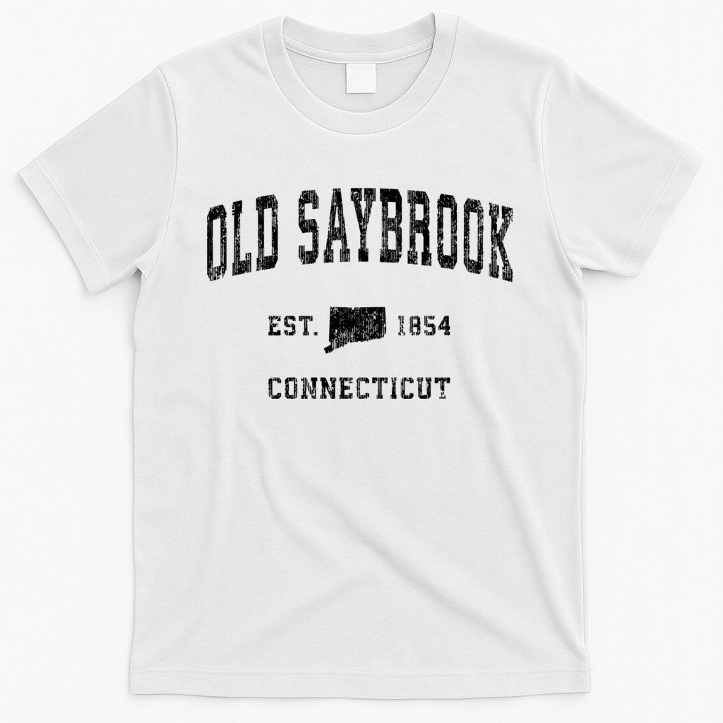 Old Saybrook Connecticut Ct Vintage Established Athletic Sports Design T-Shirt
