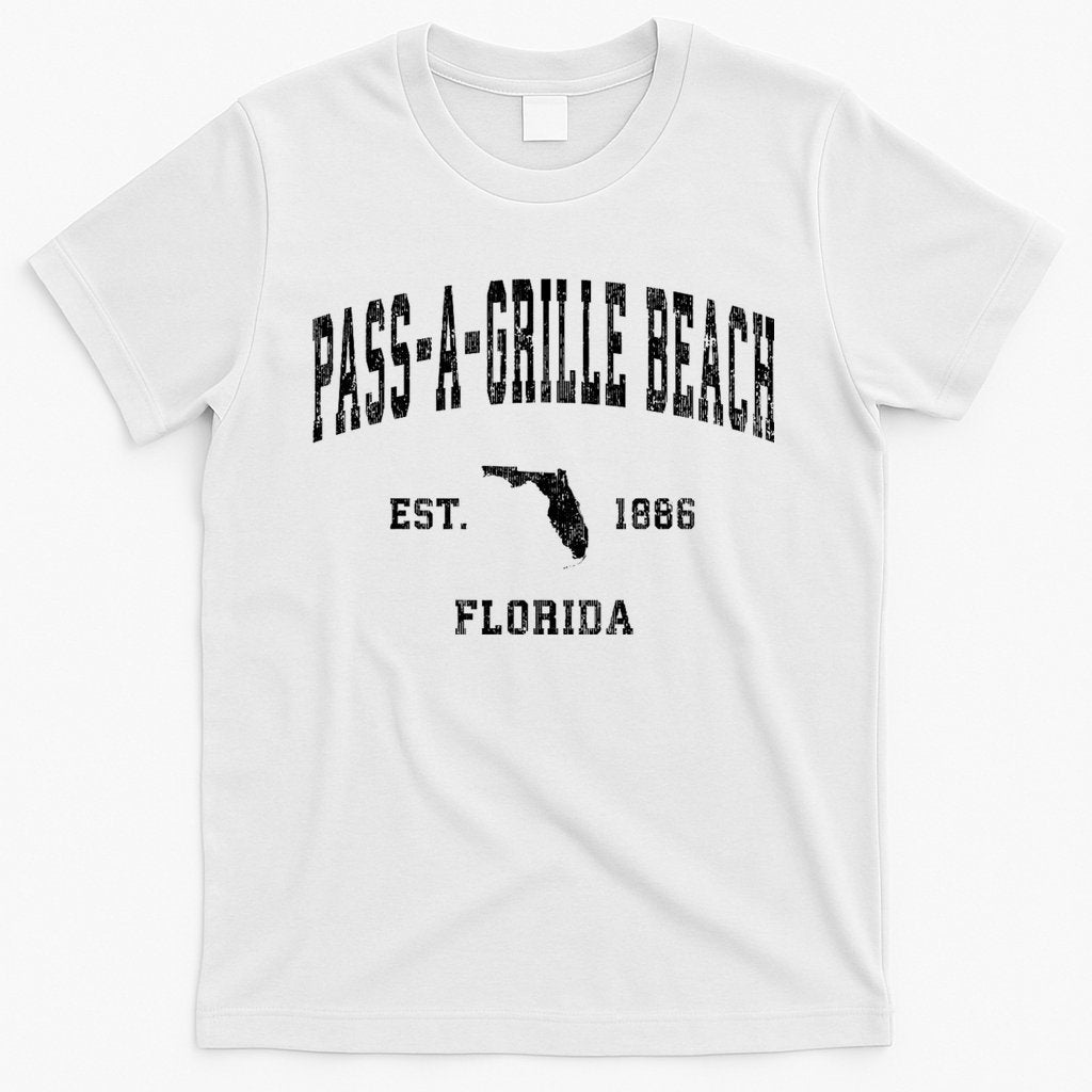 Pass A Grille Beach Florida Fl Vintage Established Athletic T-Shirt