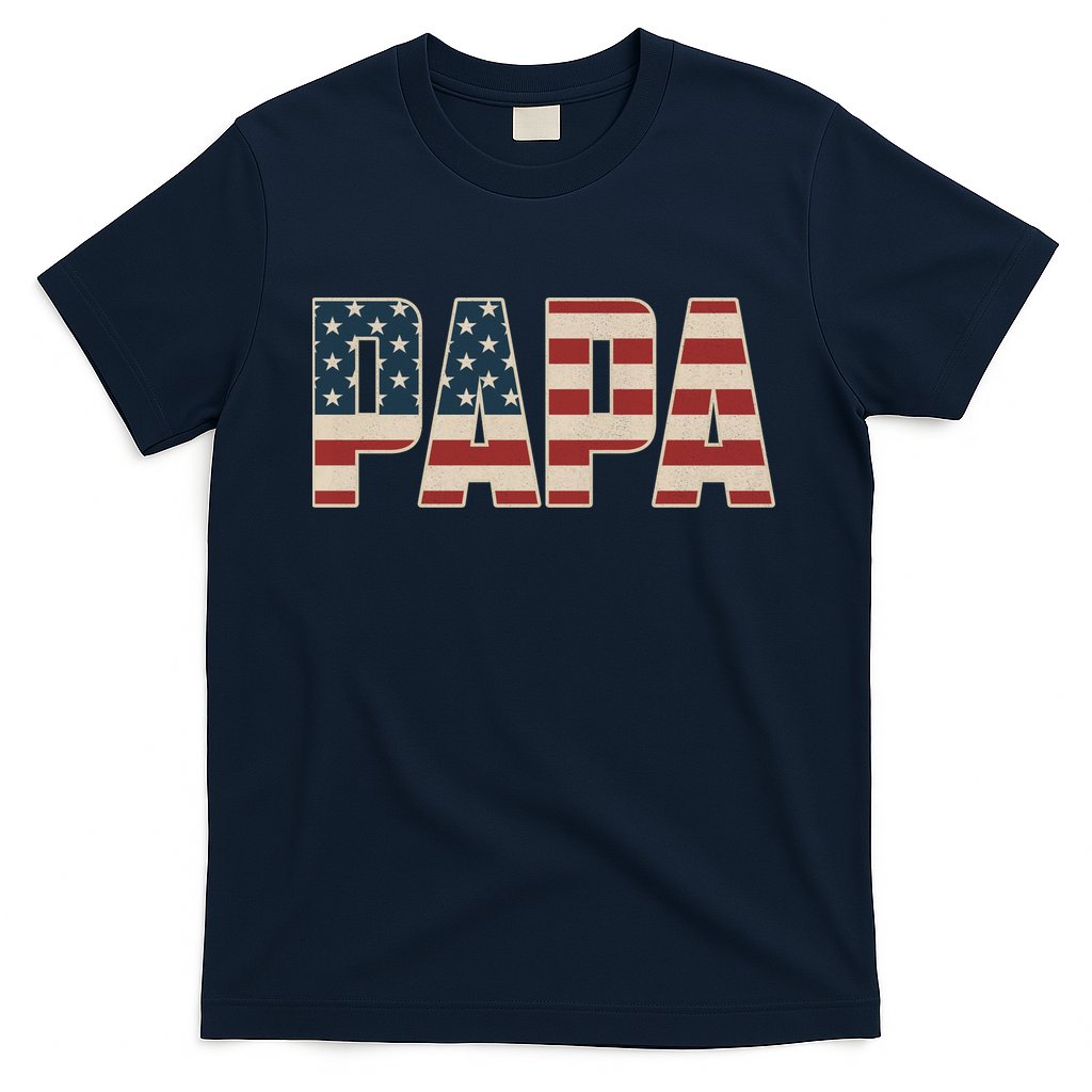 Papa Bold Patriotic American Flag Fatherâ€™s Day T-Shirt
