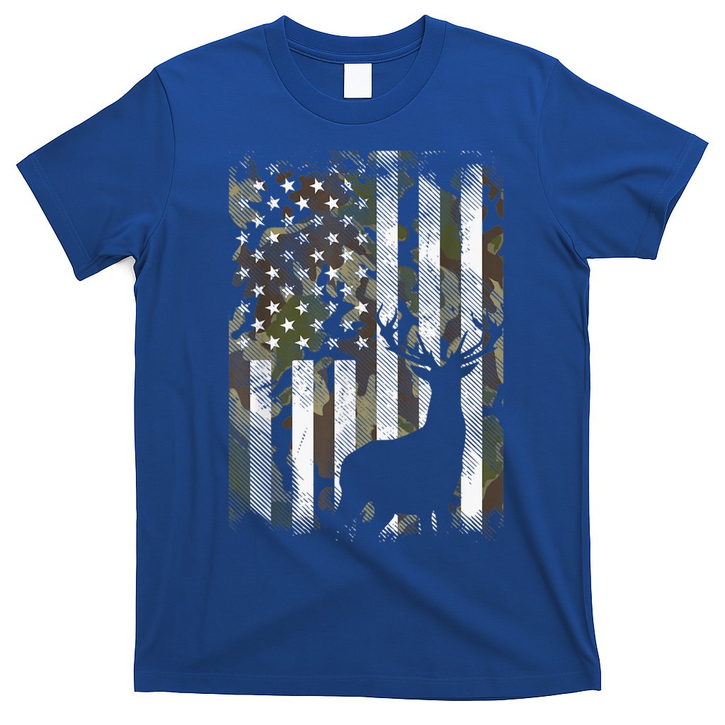 Patriotic Camo American Flag Deer Hunter Hunting Gift T-Shirt