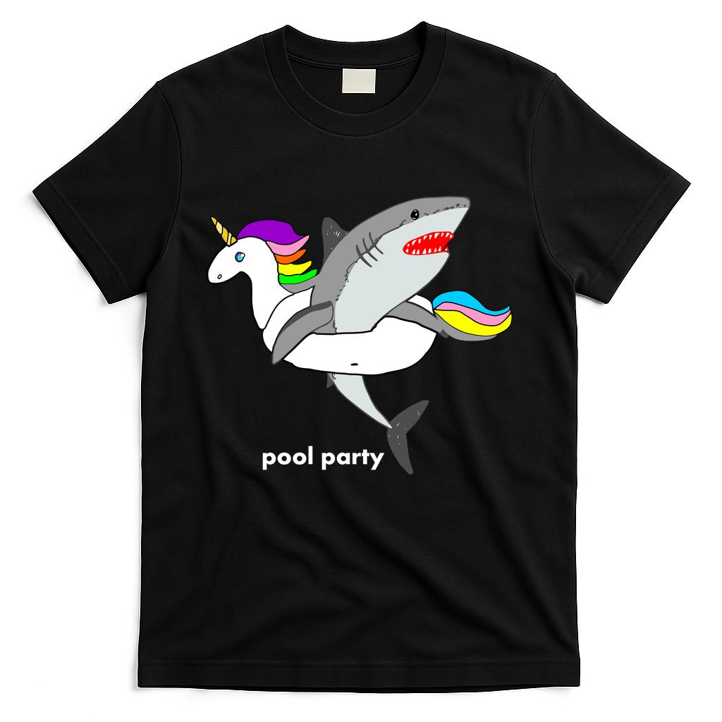 Pool Party Funny Shark in Unicorn Float T-Shirt