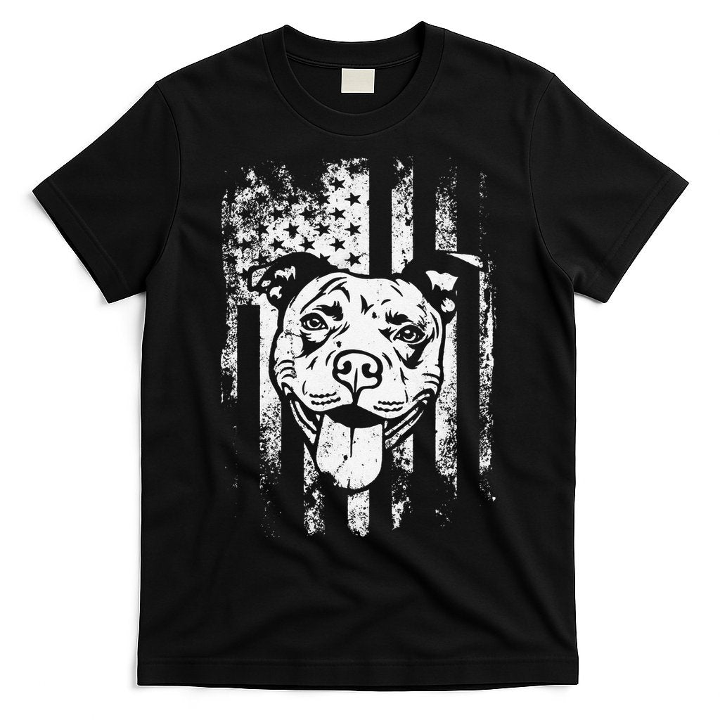 Patriotic Pitbull American Flag Dog Lover T-Shirt
