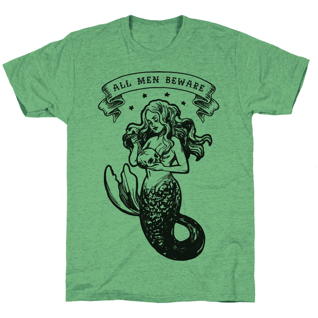 All Men Beware Vintage Mermaid Unisex Triblend Tee