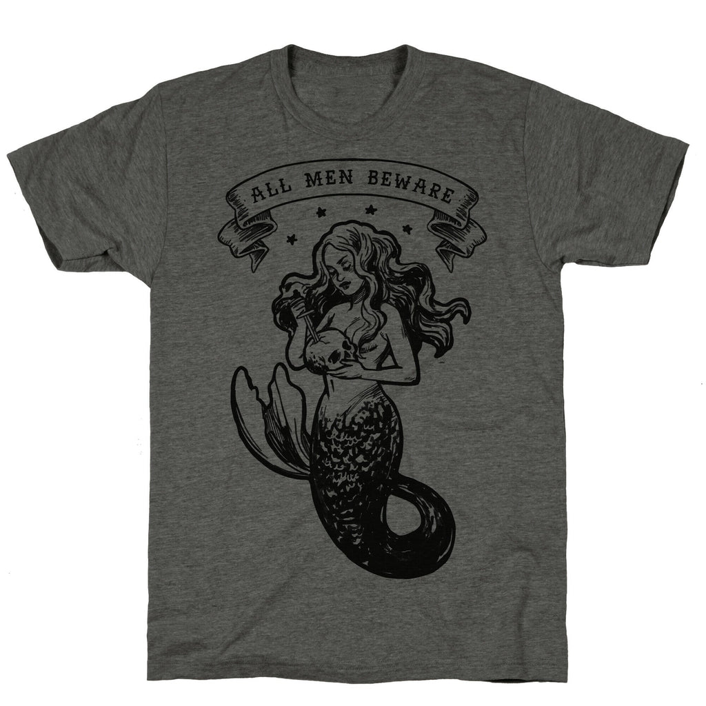 All Men Beware Vintage Mermaid Unisex Triblend Tee