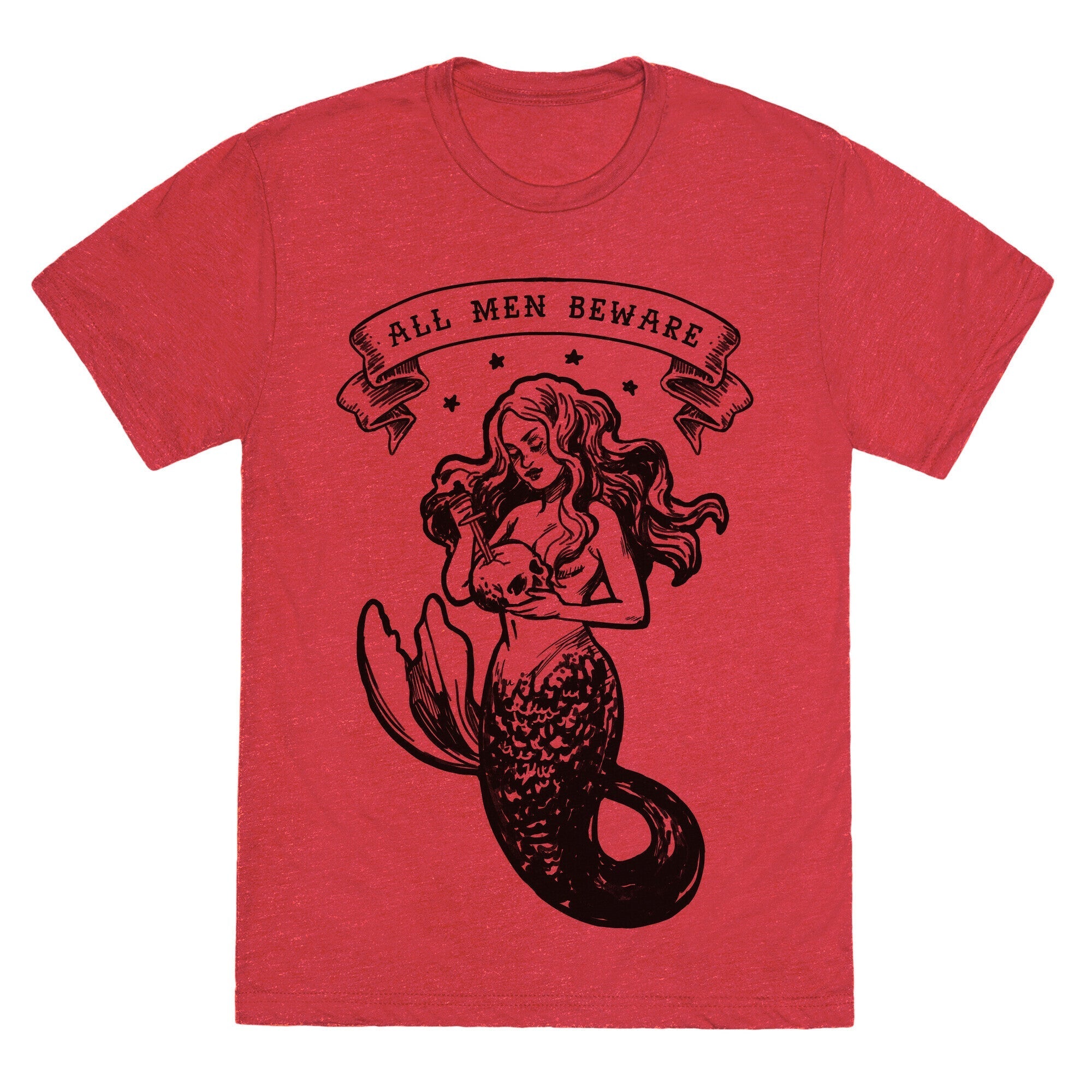 All Men Beware Vintage Mermaid Unisex Triblend Tee