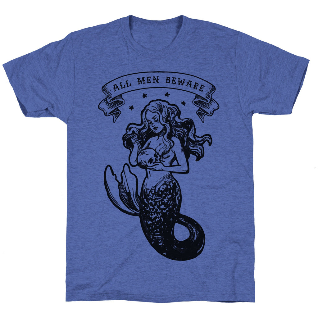 All Men Beware Vintage Mermaid Unisex Triblend Tee