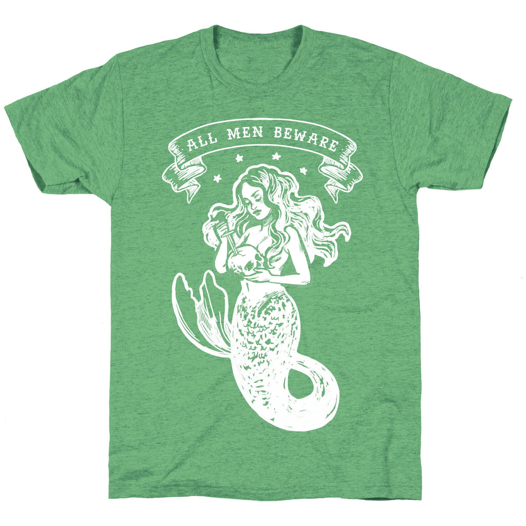 All Men Beware Vintage Mermaid Unisex Triblend Tee Style001