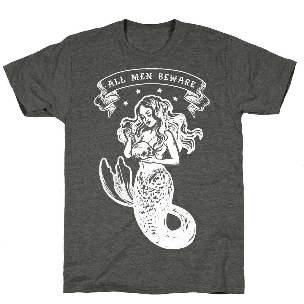 All Men Beware Vintage Mermaid Unisex Triblend Tee Style001
