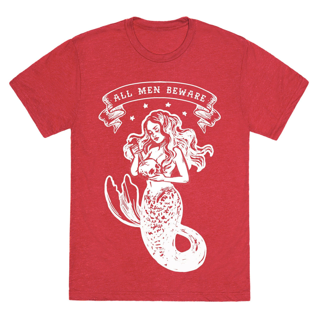 All Men Beware Vintage Mermaid Unisex Triblend Tee Style001