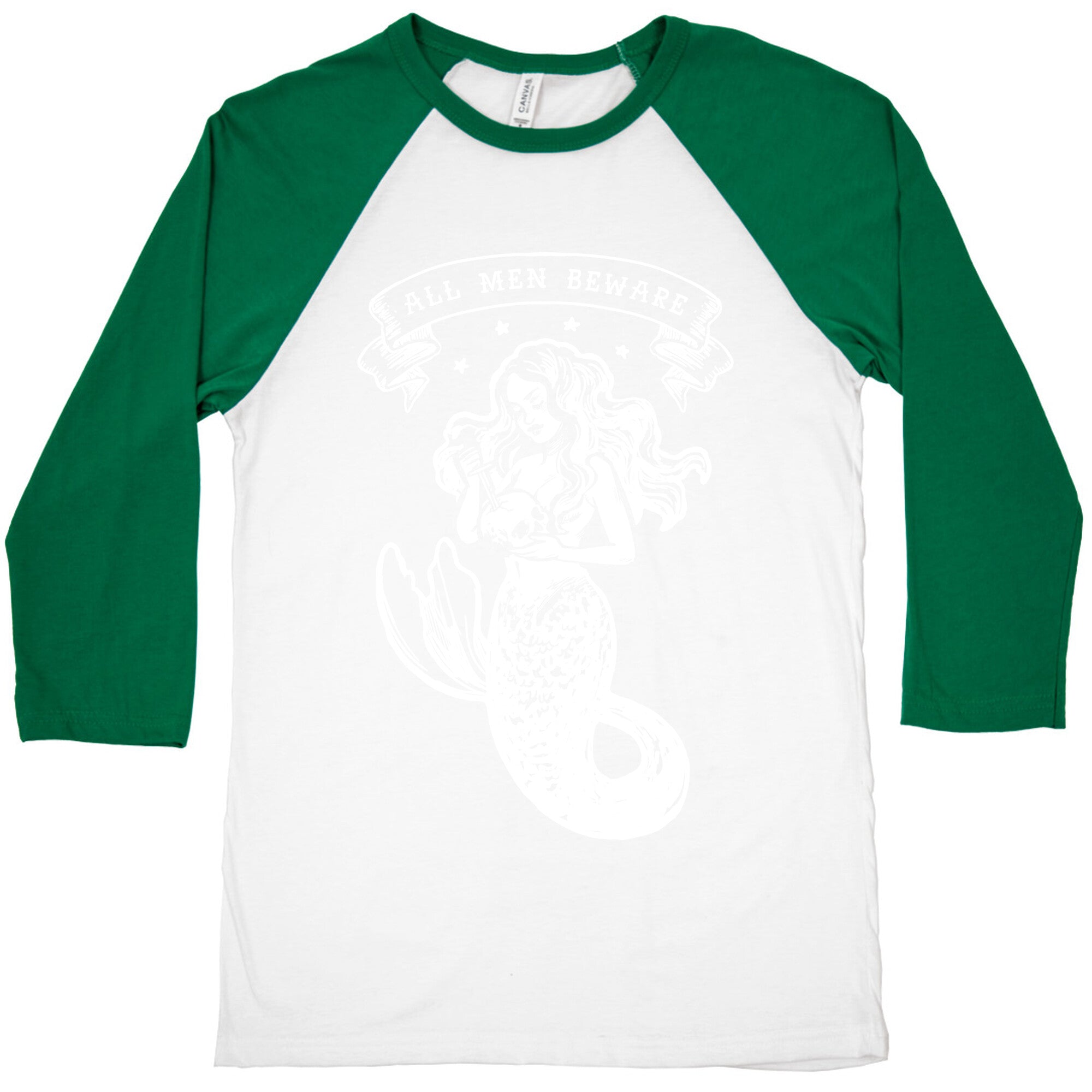 All Men Beware Vintage Mermaid Baseball Tee