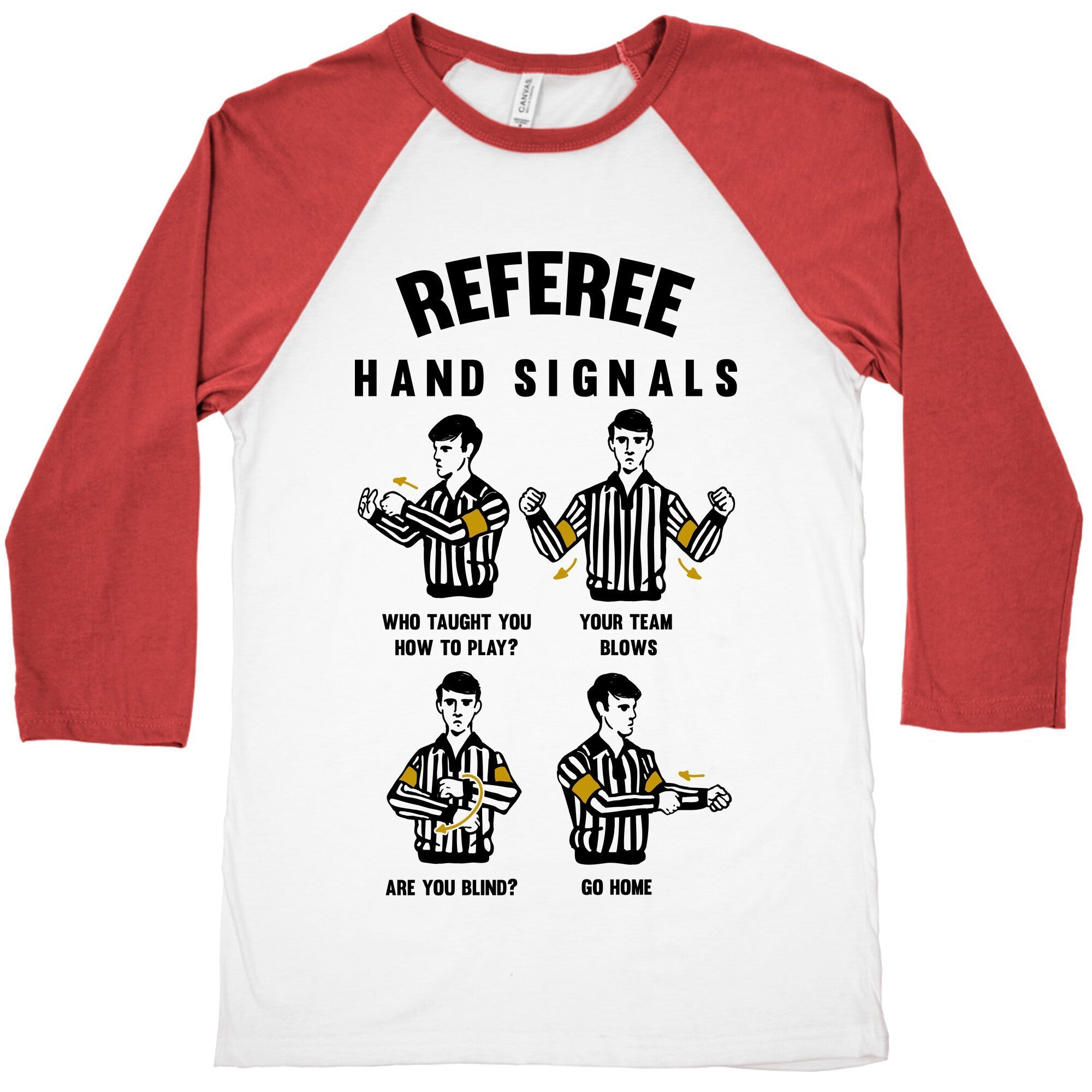 Funny Referee Hand Signals Baseball Tee