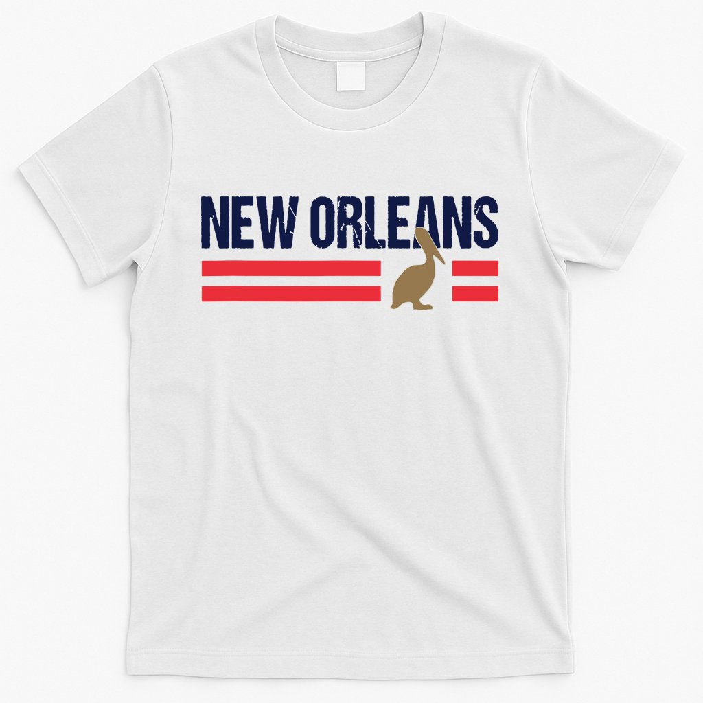 Pelican Retro Stripes New Orleans Vintage New Orleans Local T-Shirt