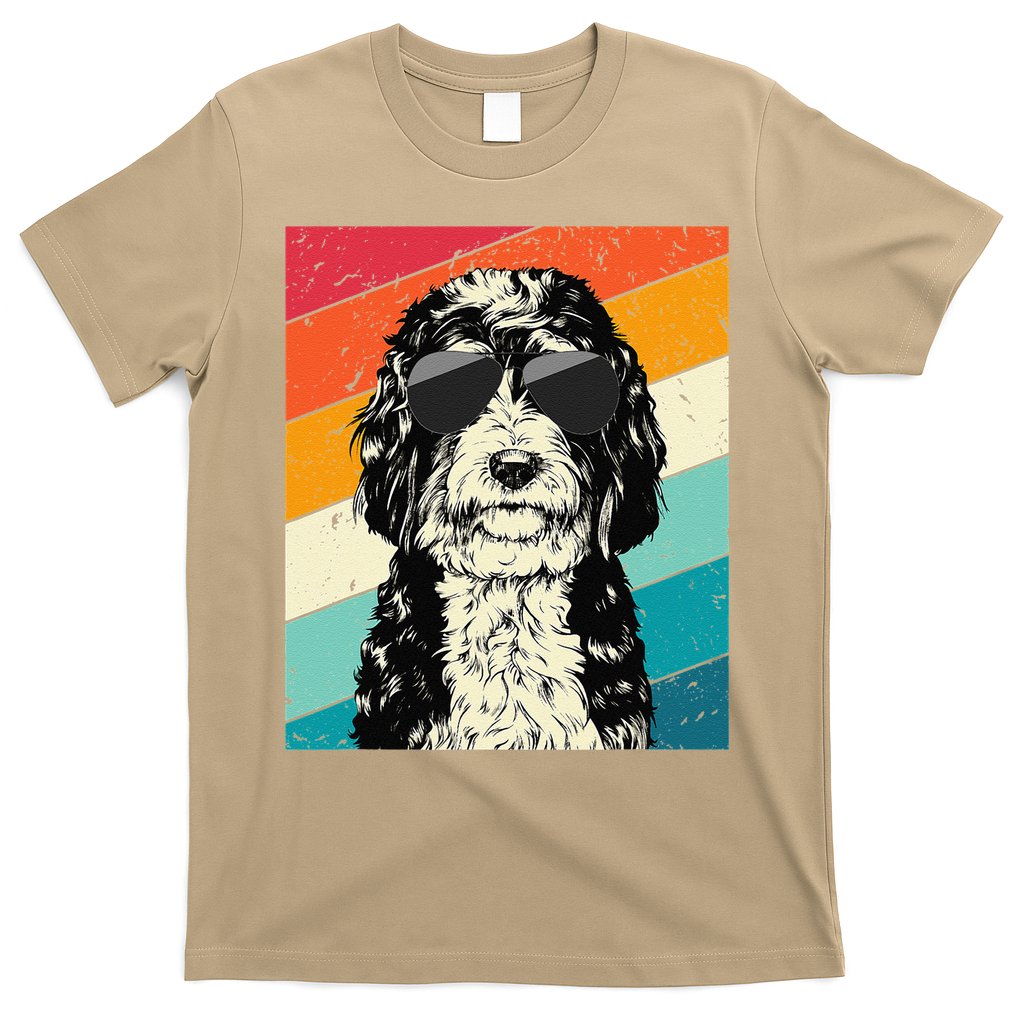 Retro Vintage Bernedoodle With Sunglasses Dog Lovers T-Shirt Style001