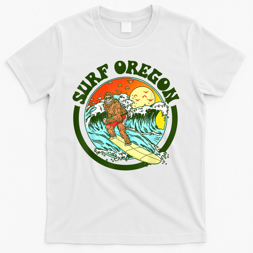 Surf Oregon! Surfing Bigfoot Funny Beach Sasquatch Surfer Shirt T-Shirt
