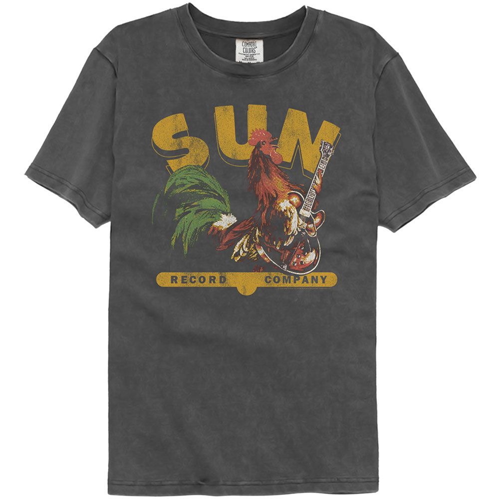 Sun Records - Rooster With Guitar Vintage Wash Black T-Shirt