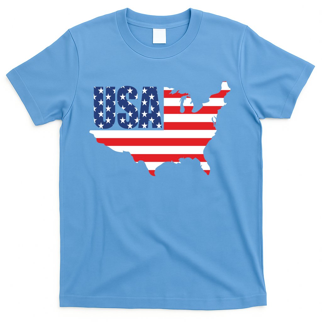 USA American US Flag Map Patriotic T-Shirt