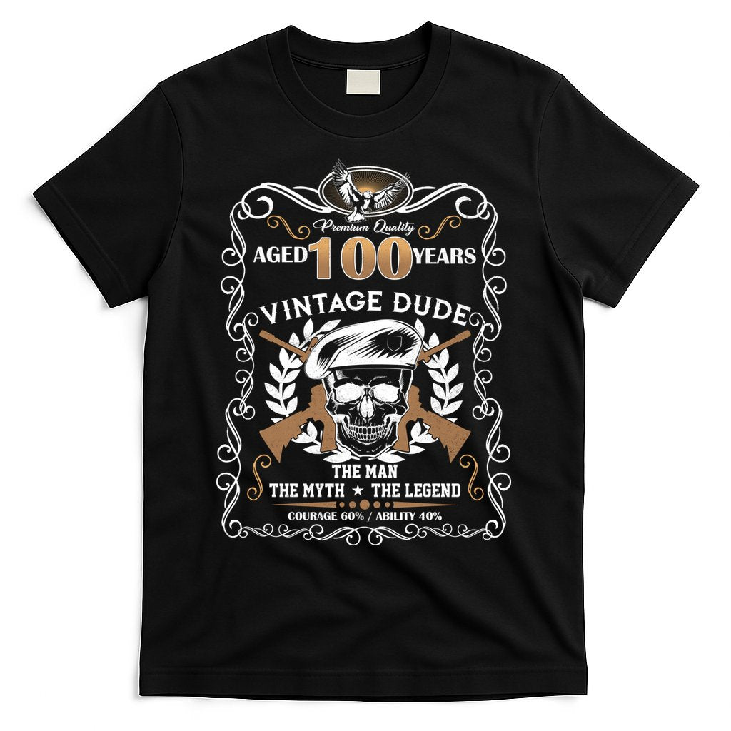 Vintage Dude Aged 100 Years Man Myth Legend 100th Birthday T-Shirt