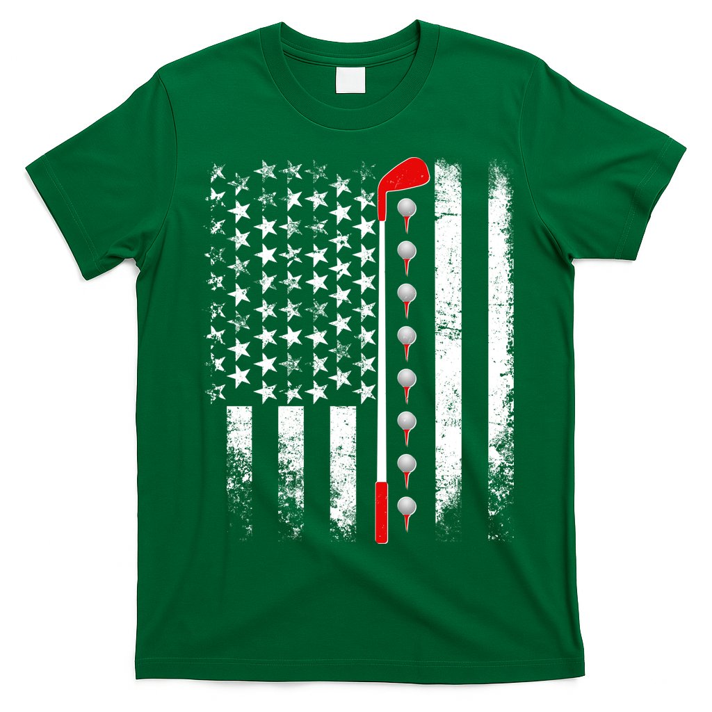 Vintage Golfing American Flag Golf Club T-Shirt