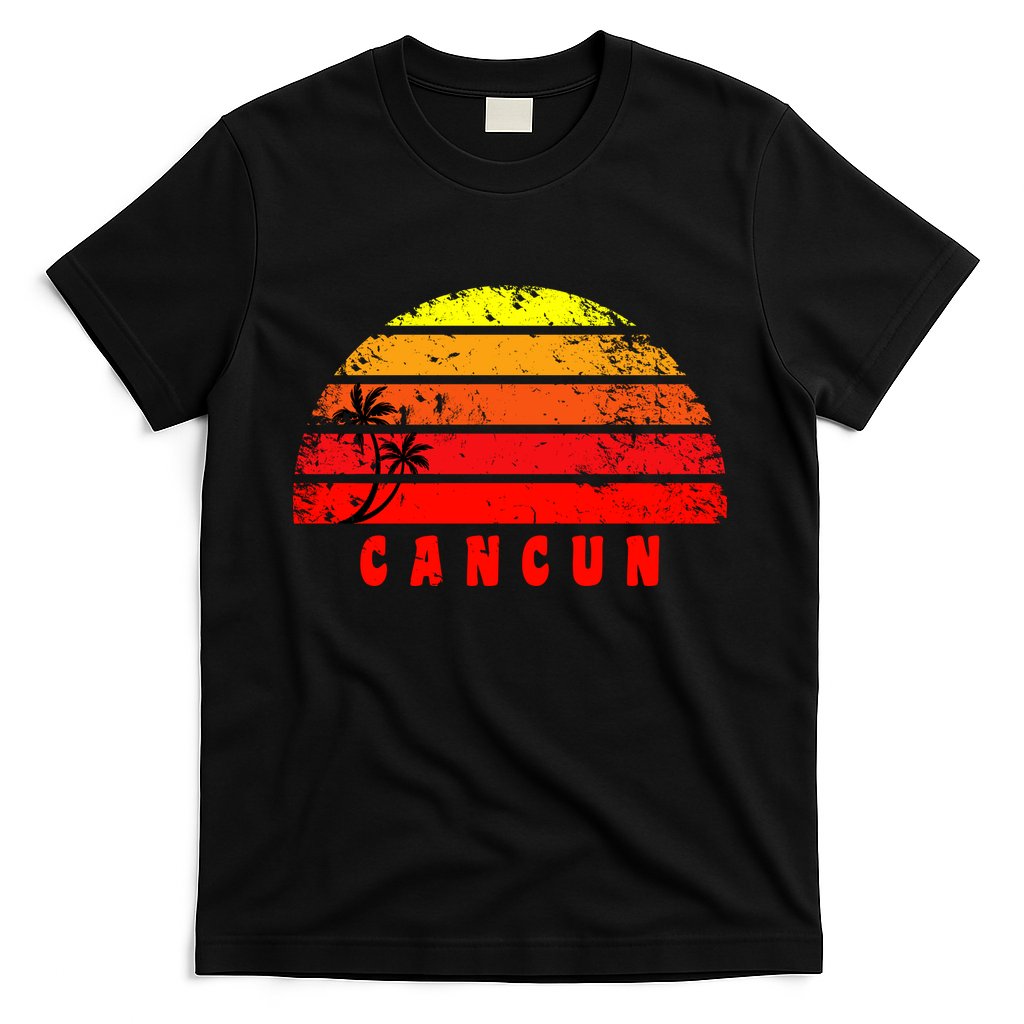 Vintage Sunset Cancun Mexico Palm Tree T-Shirt
